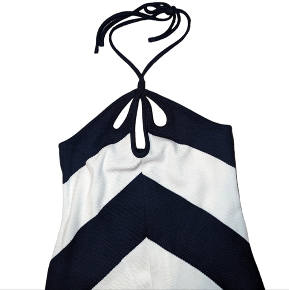 NWT Anthropologie Saturday Sunday Chevron  Nautical Halter Cut Out Mini Dress - Picture 3 of 11